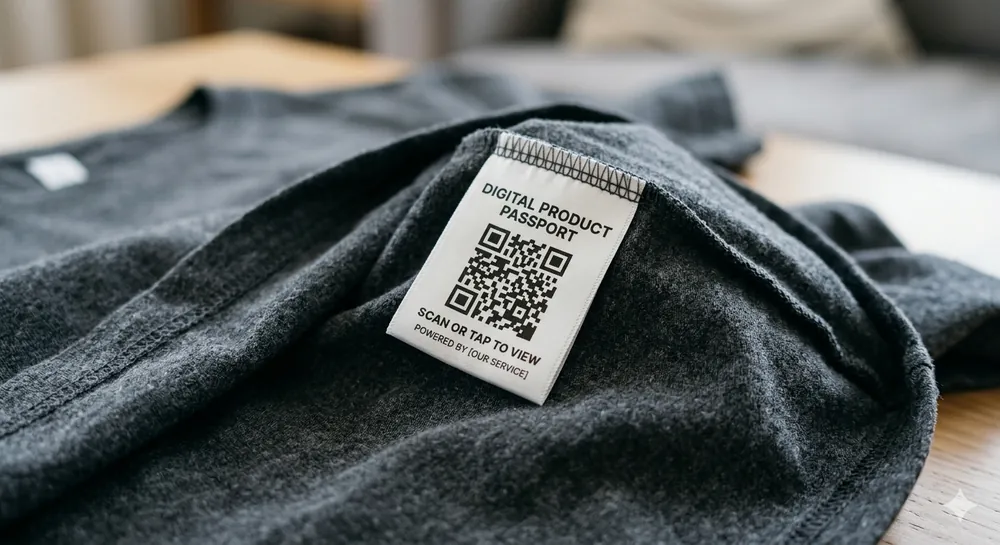 Garment with a woven Digital Product Passport QR label